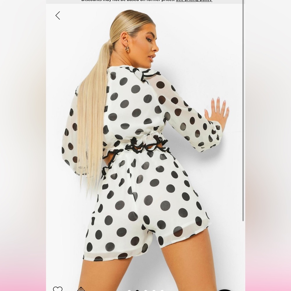 Romper size US 12 white with black polka dots